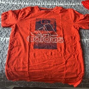 Four Adidas Boys Tees (navy and orange) Large 14/16